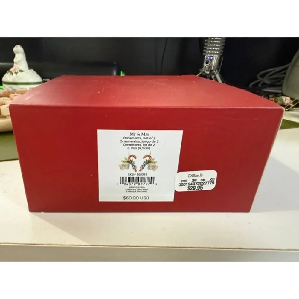 Lenox Mr. & Mrs. 2-pc porcelain candy cane ornament set
